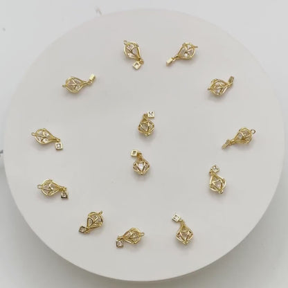 4pcs Gold Hot Air Balloon Charms with Cubic Zirconia, Jewelry Making, Diy Material, Jewelry Supplies (GB-3105-A)