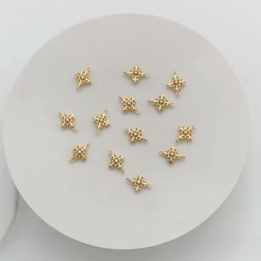 10pcs Gold plated Brass Cross Charms 13x10mm, CZ pave Cross Connector Pendants (GB-776)