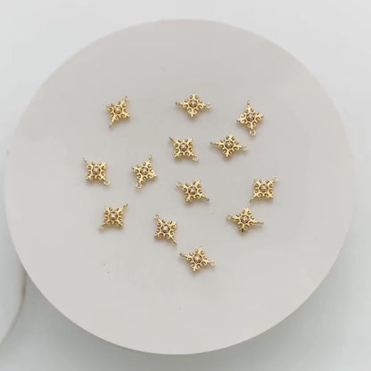 10pcs Gold plated Brass Cross Charms 13x10mm, CZ pave Cross Connector Pendants (GB-776)