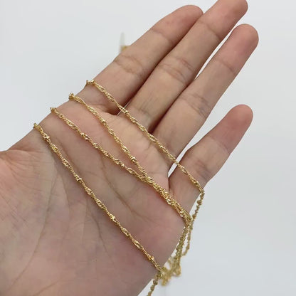 Satellite Chains Wholesale, 1.8mm Twisted Chain with 2.5mm Beads, Gold plated Brass Findings (#LK-357)/ 1 Meter=3.3 ft