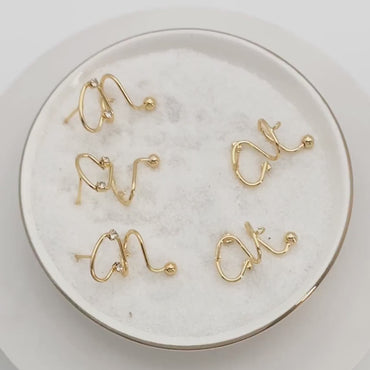 4pcs Spiral Earring with Loop, 18K Gold plated Brass, Spin In Earrings, Wire Earrings (#GB-1419)