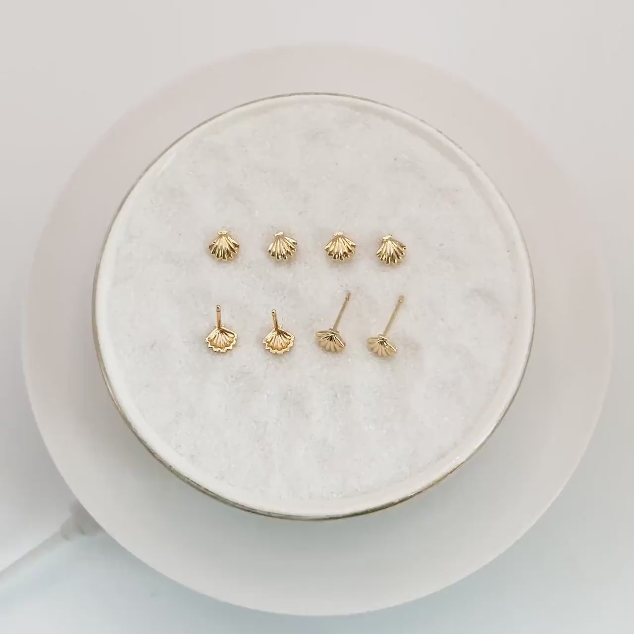 10pcs Gold/ Silver Shell Earring 6x6mm, Gold/ Rhodium plated Brass Seashell Stud Earrings (GB-4460)