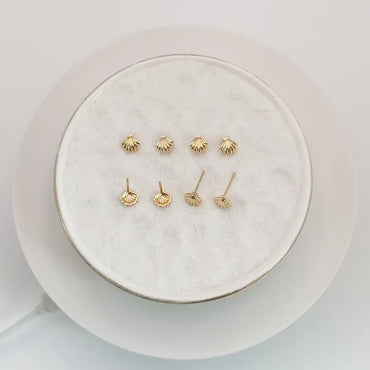 10pcs Gold/ Silver Shell Earring 6x6mm, Gold/ Rhodium plated Brass Seashell Stud Earrings (GB-4460)