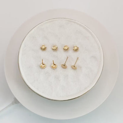 10pcs Gold/ Silver Shell Earring 6x6mm, Gold/ Rhodium plated Brass Seashell Stud Earrings (GB-4460)