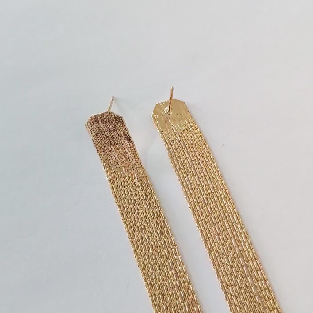 4pcs Chain Tassel Earrings, Long Tassel Stud Earring, Gold Dangling Earrings, Minimalist Earrings (GB-2889)