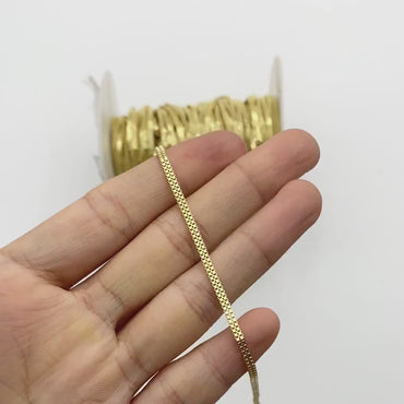 Gold plated Brass Flat Box Chain 2x1mm, Wholesale Craft Supplies Findings  (#LK-410)/ 1 Meter=3.3 ft