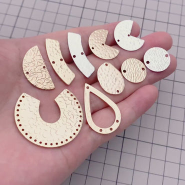 10pcs Gold/ Silver tone Hammered Geometric Charm Connectors, Gold/ Rhodium plated Brass Rustic Pendants (GB-654)