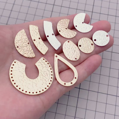 10pcs Gold/ Silver tone Hammered Geometric Charm Connectors, Gold/ Rhodium plated Brass Rustic Pendants (GB-654)