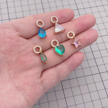 4pcs CZ Pave Gold Geometric Charms, Gold Plated Brass Crystal Charms, Diy Jewelry Making Supplies  (GB-3850)