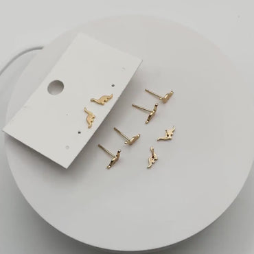 10pcs Gold/ Silver Brushed Dinosaur Earrings 6.5x10mm, Tiny Stud Earrings (GB-4209)