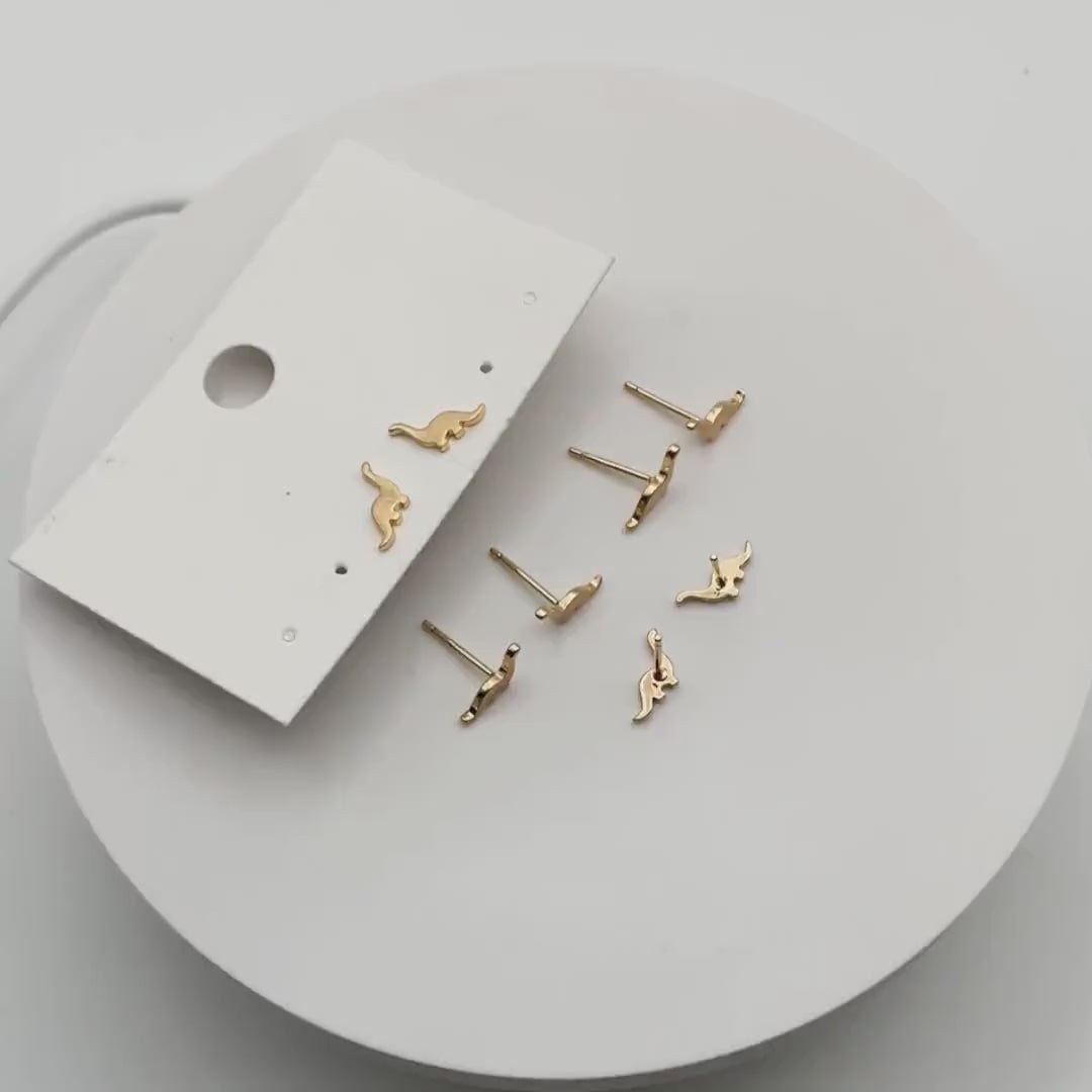 10pcs Gold/ Silver Brushed Dinosaur Earrings 6.5x10mm, Tiny Stud Earrings (GB-4209)