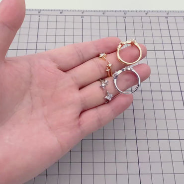 4pcs CZ Pave Gold/ Silver North Star Ring, Dainty Rings, Adjustable Ring, Statement Ring (JZ-007)