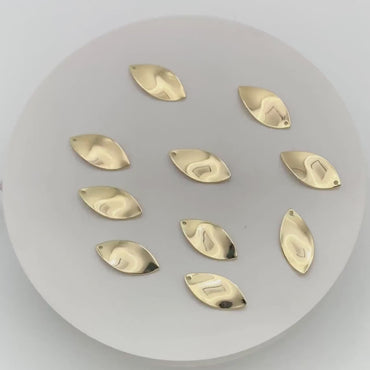 10pcs Gold/ Silver Leaf Charms, Gold/ Rhodium plated Brass, Twist Oval Pendants 23x11mm (GB-981)