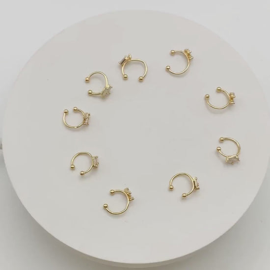 10pcs CZ Pave Ear Cuff, Cartilage, Dainty Earcuff Earring (GB-3539-B)