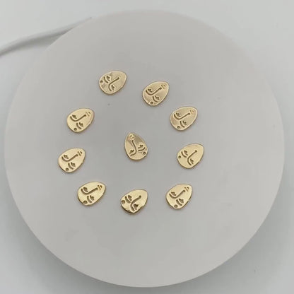 10pcs Gold Face Charm 13x10mm, 18K Gold plated Brass, Outline Man Face Pendants  (GB-2419)