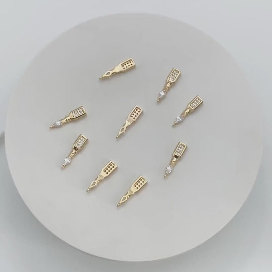 4 pieces CZ Pave Lipstick Charms, 18K real Gold plated Brass (GB-2139)