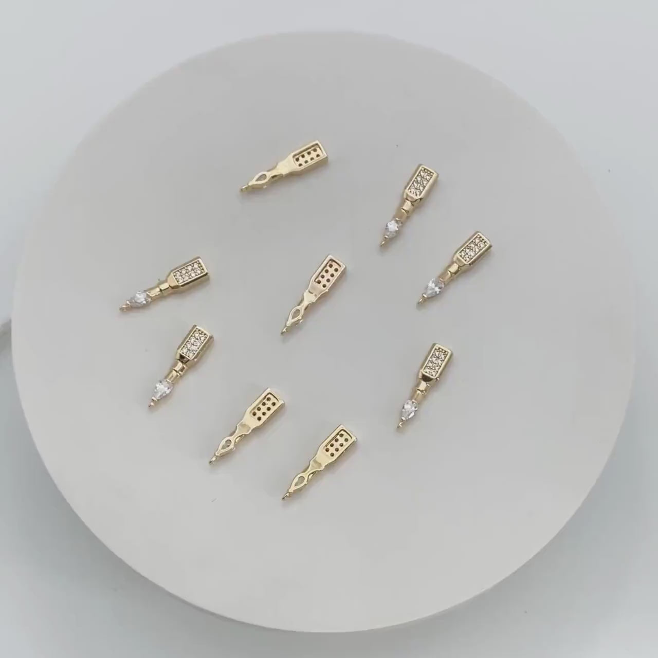 4 pieces CZ Pave Lipstick Charms, 18K real Gold plated Brass (GB-2139)