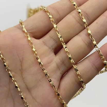 Gold plated Brass Link Chains 2.6mm, Floral Specialty Chains for DIY Necklace (#LK-401)/ 1 Meter=3.3 ft