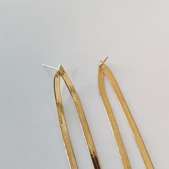 4pcs Gold/ Silver Snake Chain Earrings, Tassel Stud Earring, Dangling Earrings, Simple Long Earrings, Minimalist Earrings (GB-2809)