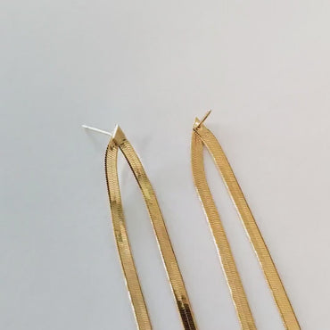 4pcs Gold/ Silver Snake Chain Earrings, Tassel Stud Earring, Dangling Earrings, Simple Long Earrings, Minimalist Earrings (GB-2809)