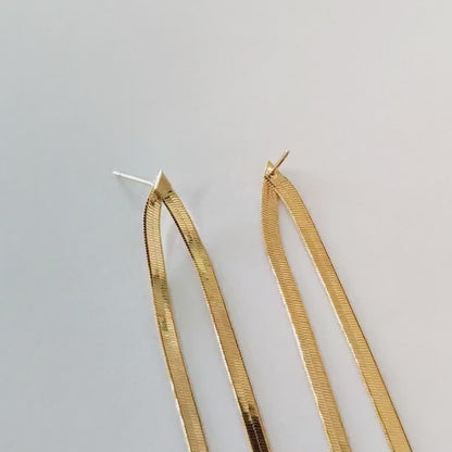 4pcs Gold/ Silver Snake Chain Earrings, Tassel Stud Earring, Dangling Earrings, Simple Long Earrings, Minimalist Earrings (GB-2809)