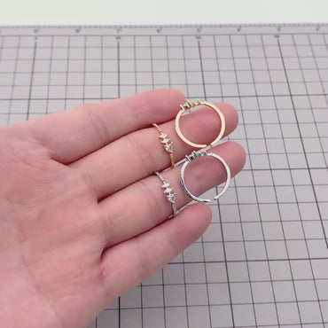 4pcs CZ Pave Gold/ Silver Heart Ring, Dainty Rings, Adjustable Ring, Statement Ring  (#JZ-004)