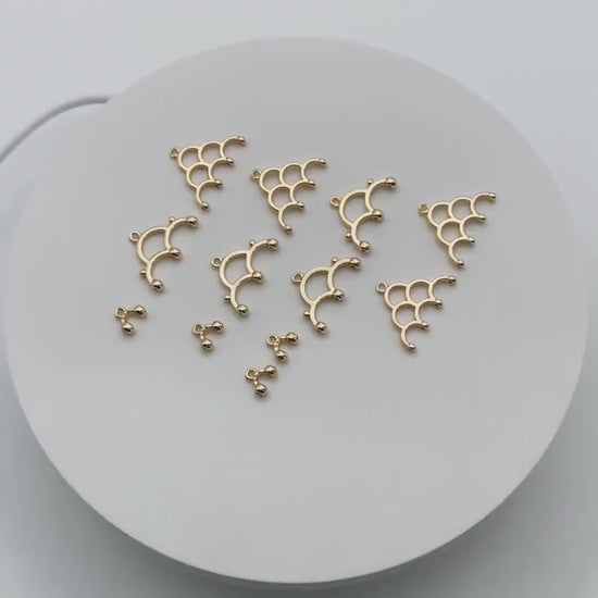 10pcs Gold Semi Circle Charm Connectors, 18K Gold plated Brass,  Geometric Pendants (GB-4004)