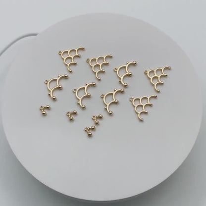 10pcs Gold Semi Circle Charm Connectors, 18K Gold plated Brass,  Geometric Pendants (GB-4004)