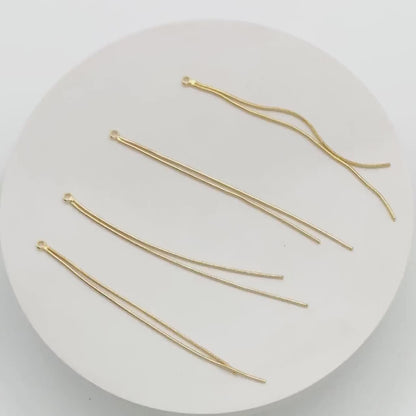 4pcs Gold Earring Charms 82mm, Gold plated Brass Chain Tassel Pendants, Long Chain Earwire Components  (GB-3523-A)