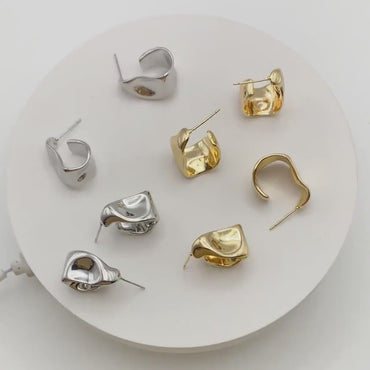 10pcs Gold/ Silver Chunky Earring, Hammered Hoops, Thick Hoop Earrings (GB-2043)