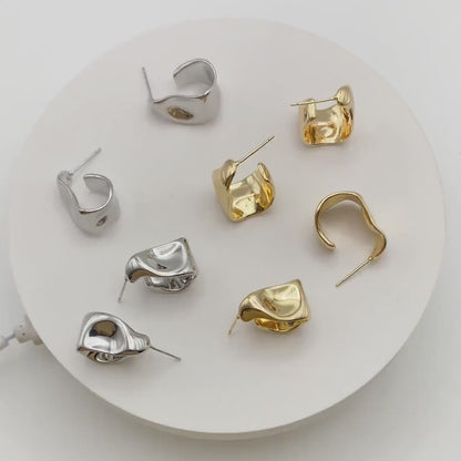 10pcs Gold/ Silver Chunky Earring, Hammered Hoops, Thick Hoop Earrings (GB-2043)