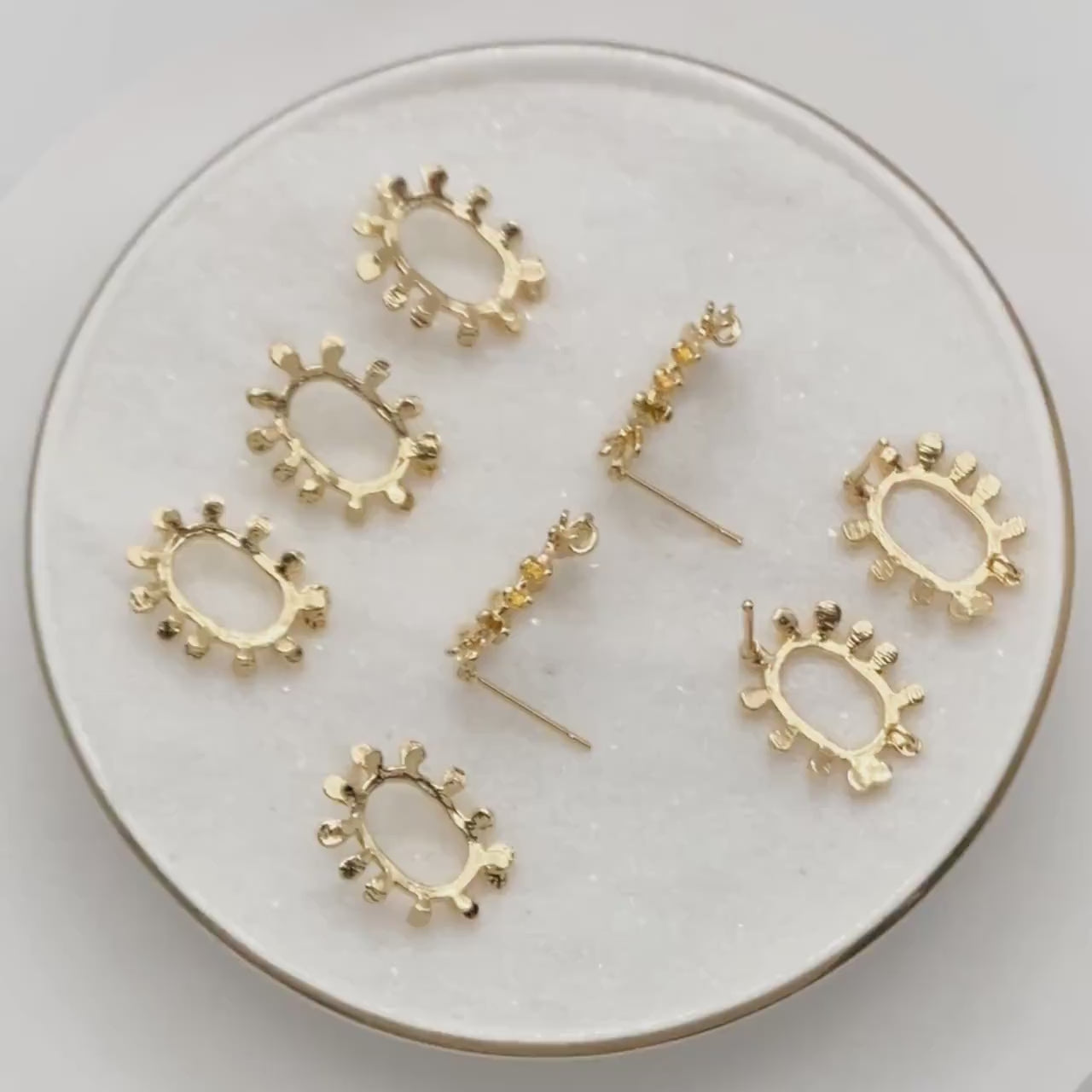 10pcs Gold Oval Earring with Loop, Oval Stud Earrings,Jewelry Making, Diy Material, Jewelry Supplies (GB-3031)