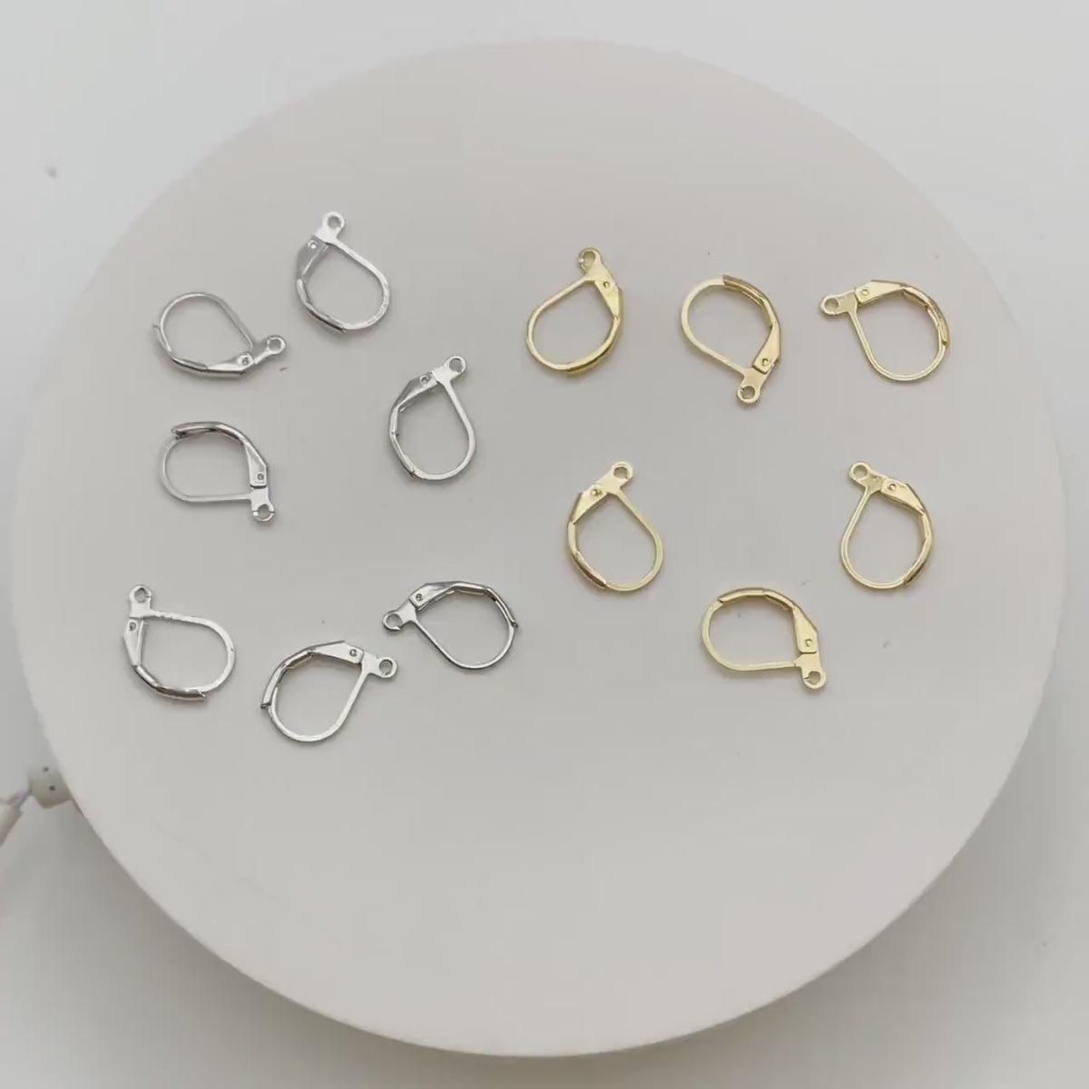 20pcs Gold/ Silver Leverback Ear Hooks, Real Gold/ Rhodium plated Brass, Earring Wire Hooks  (GB-475-C)