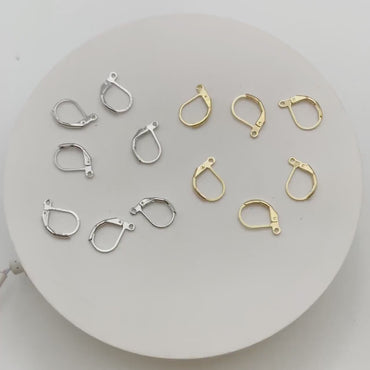 20pcs Gold/ Silver Leverback Ear Hooks, Real Gold/ Rhodium plated Brass, Earring Wire Hooks  (GB-475-C)