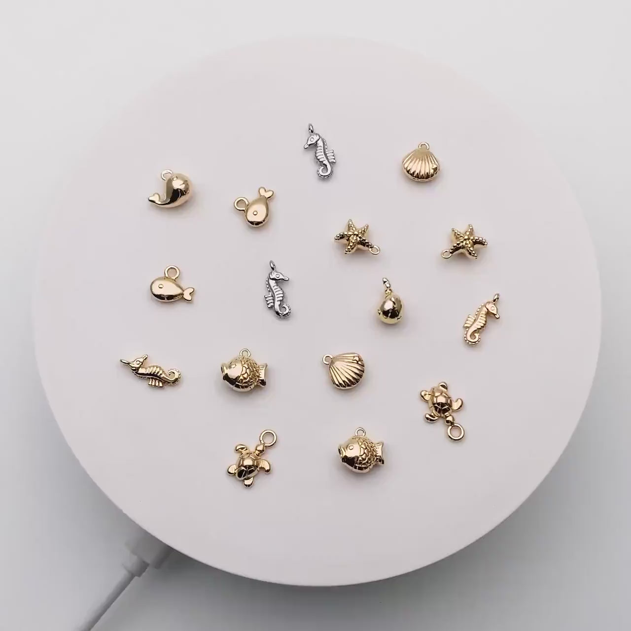 10pcs Gold/ Silver Tiny Marine Animal Charm, Gold/ Rhodium plated Brass Ocean Charm, Earring Charm, DIY Supplies Wholesale (GB-3778)