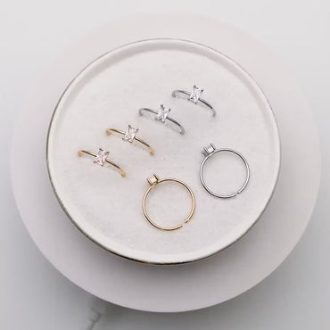 4pcs CZ Pave Gold/ Silver Rectangle Ring, Dainty Ring, Thin Ring, Everyday Ring (#GB-4172)
