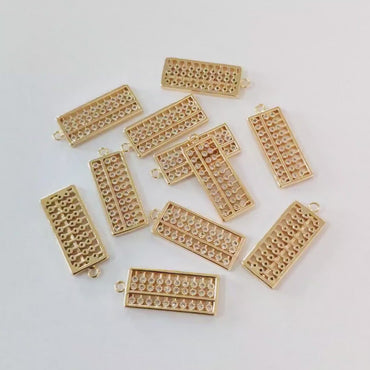 4pcs CZ Pave Gold Abacus Charm Pendant, Jewelry Making, Diy Material, Jewelry Supplies (GB-2675)