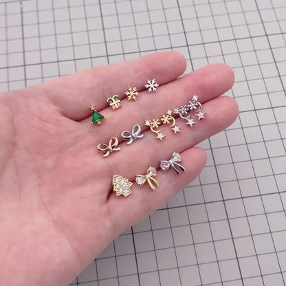 10pcs Gold/ Rhodium plated Brass Christmas Stud Earrings  (GB-139)