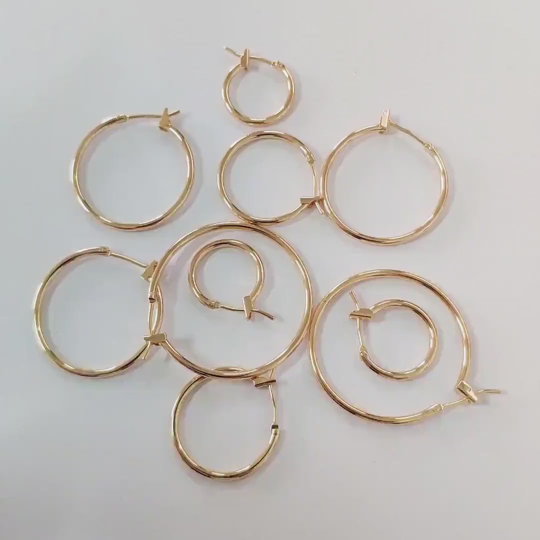 10pcs Gold/ Silver Tone Hoop Earrings, Size 15/ 20/ 25/ 30/ 35/ 40/ 45mm by 1.5mm Thick, Huggie Minimalist Earrings (GB-2812)