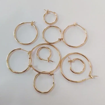 10pcs Gold/ Silver Tone Hoop Earrings, Size 15/ 20/ 25/ 30/ 35/ 40/ 45mm by 1.5mm Thick, Huggie Minimalist Earrings (GB-2812)