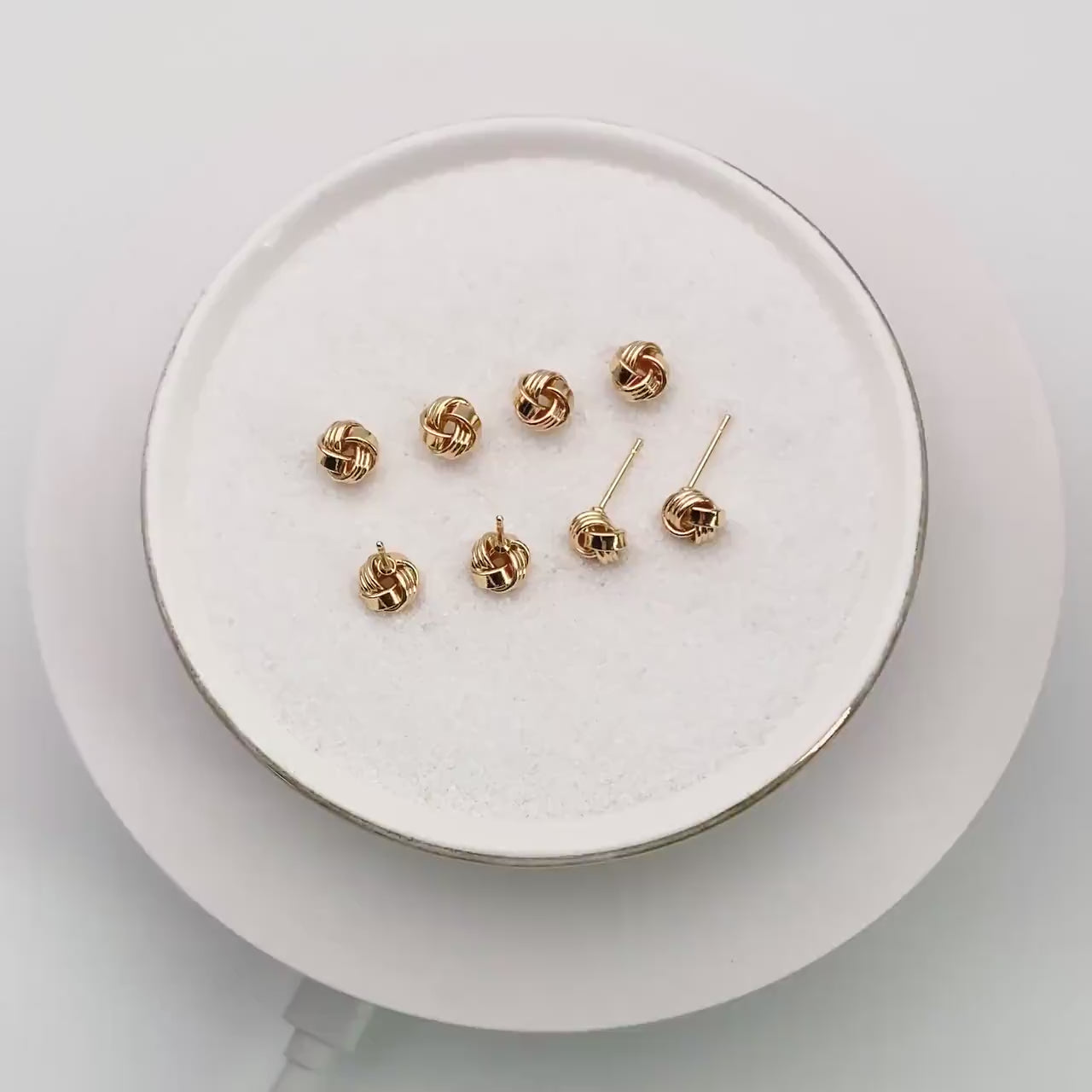 10pcs Gold Knot ear studs, Celtic knot earrings, Minimalist Stud Earrings (GB-1833)