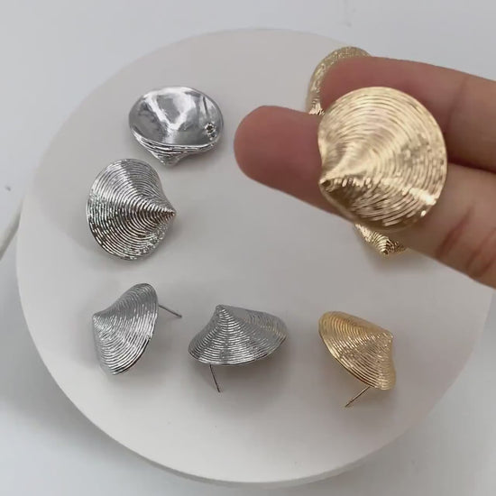 4pcs Gold/ Silver Tone Shell Earrings 25x23mm, Modern Style Earrings, Fashion Earrings,Beach Jewelry (GB-4475)