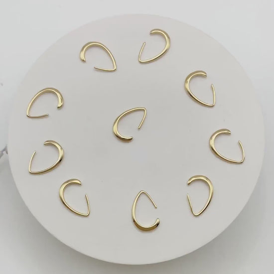 10pcs Gold plated Brass Teardrop Ear Hooks, Simple Earwires Earring Components (GB-3022)