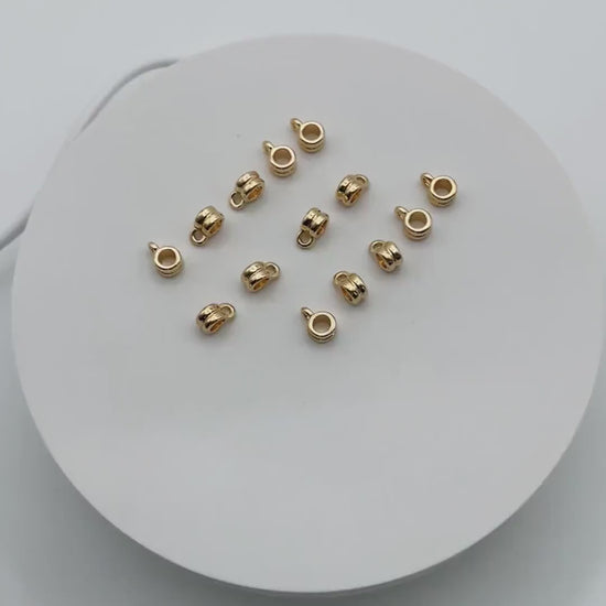 10pcs Gold/ Silver Bail Beads, Bail Charm Holder Spacer with Loop, Tube Bails, Cord Bails, Slider Bails, Spacer Ring (GB-1328-B)
