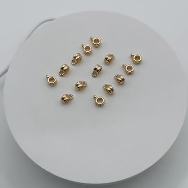 10pcs Gold/ Silver Bail Beads, Bail Charm Holder Spacer with Loop, Tube Bails, Cord Bails, Slider Bails, Spacer Ring (GB-1328-B)