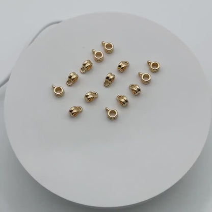 10pcs Gold/ Silver Bail Beads, Bail Charm Holder Spacer with Loop, Tube Bails, Cord Bails, Slider Bails, Spacer Ring (GB-1328-B)