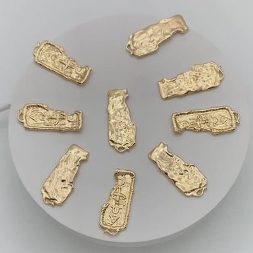 4pcs Gold Greek Letter Charm 34x15mm, 18K Gold plated Brass Rectangle Pendant(GB-3354)