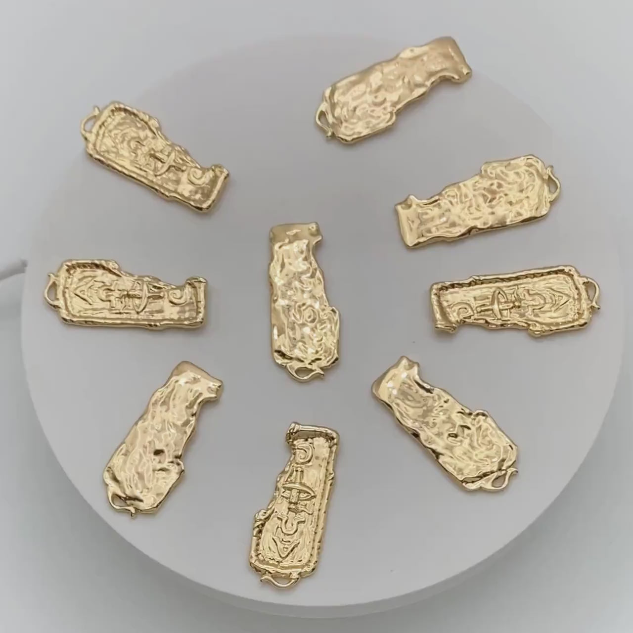 4pcs Gold Greek Letter Charm 34x15mm, 18K Gold plated Brass Rectangle Pendant(GB-3354)