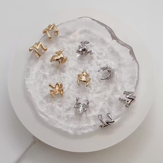10pcs Gold/ Silver Frog Ear Cuff, Cartilage Ear Cuff, Gold/ Rhodium Plated Brass Ear Cuff, Cartilage Earrings (GB-4545)