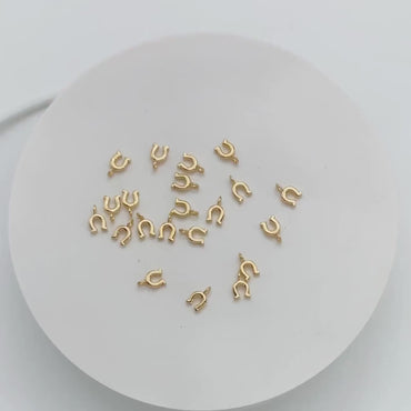 10pcs Gold Horseshoe Charm 9x5.5mm, 18K Gold plated Brass, U-shaped Pendant (GB-1439-A)
